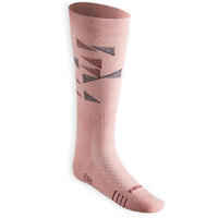 Kids' Horse Riding Socks SKS 500 - Light Pink/Plum Graphic Designs