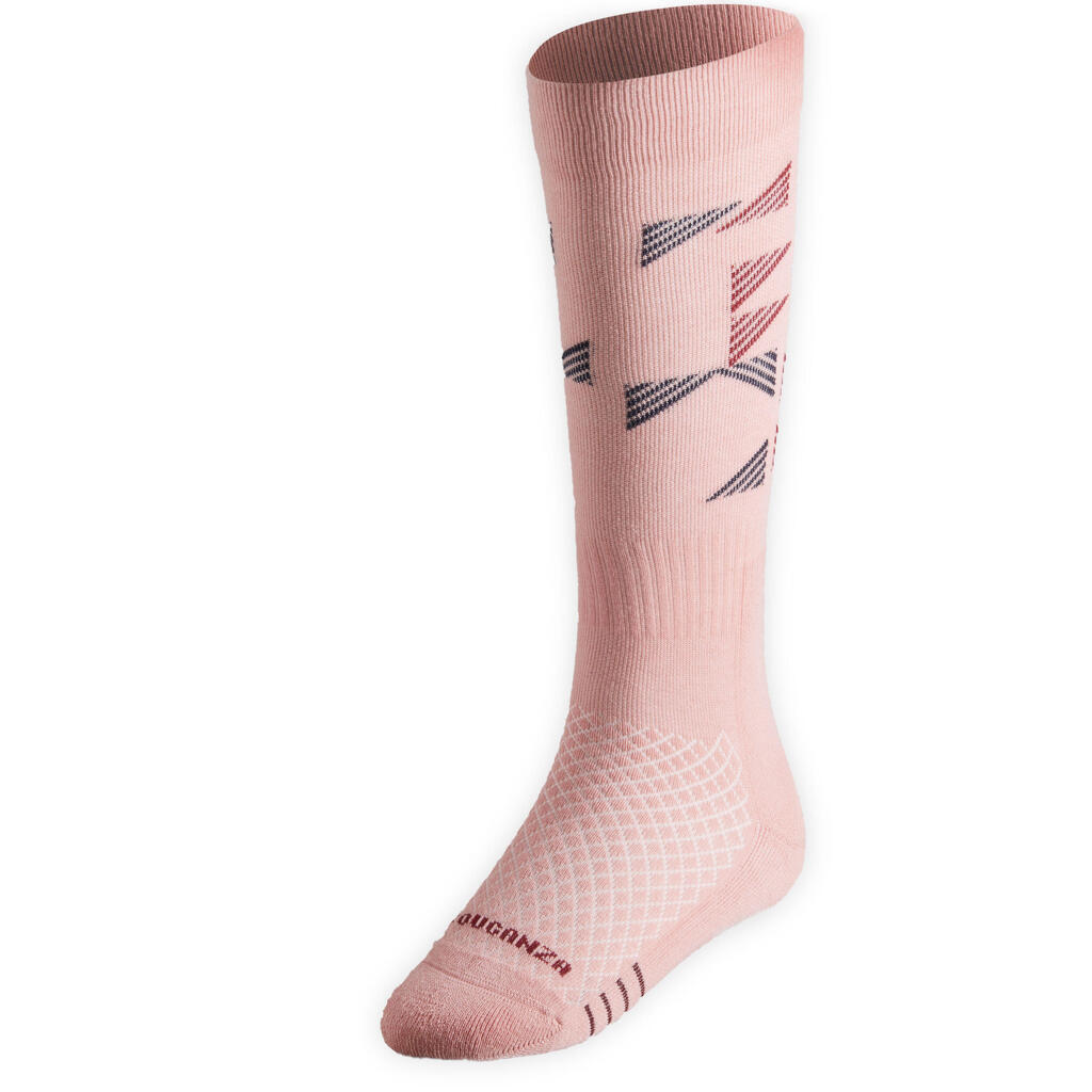 Reitsocken SKS 500 Kinder rosa/lila Grafik-Print