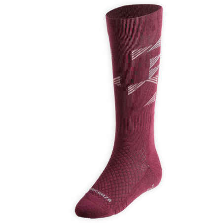Kids' Horse Riding Socks SKS 500 - Light Pink/Plum Graphic Designs
