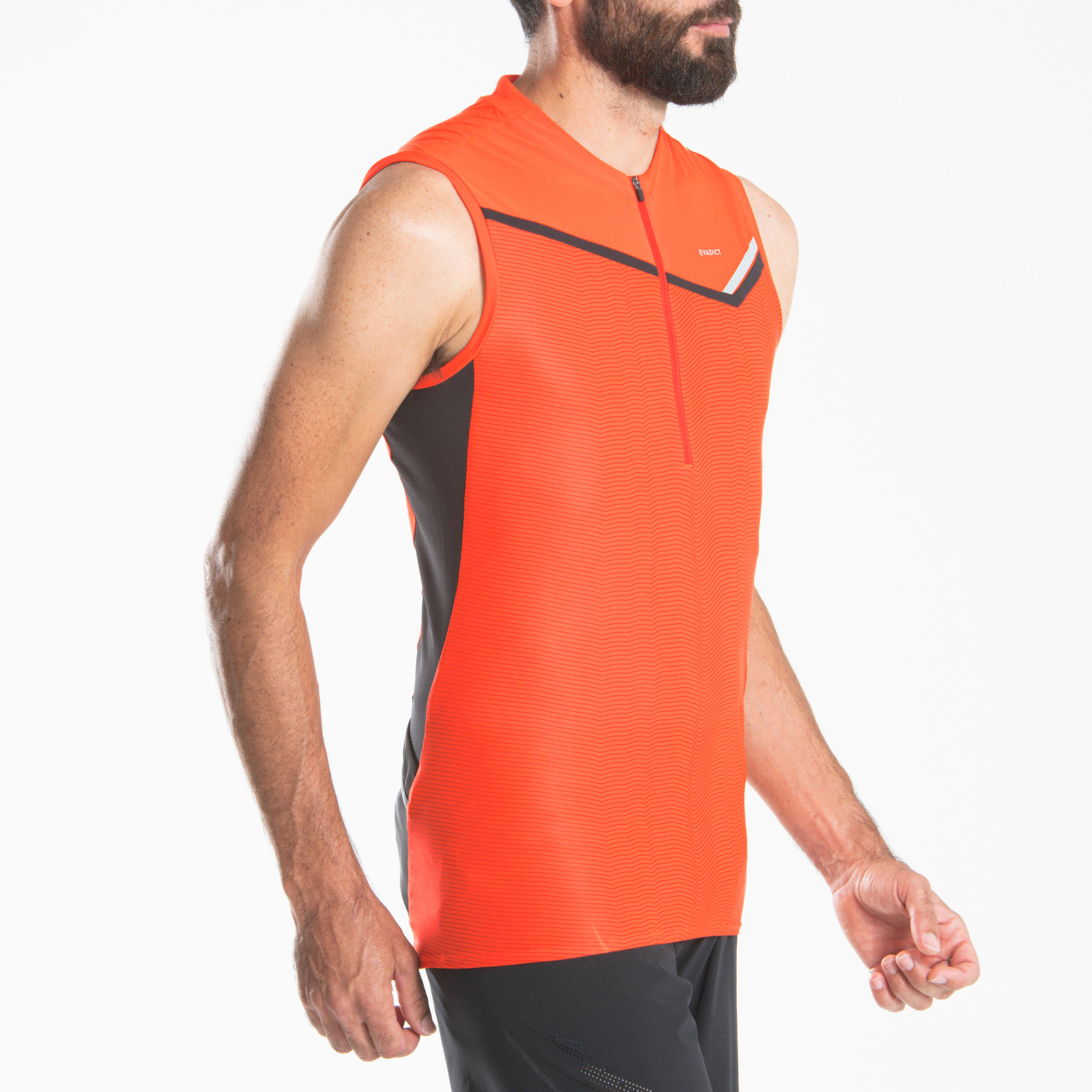 MEN'S TRAIL RUNNING SLEEVELESS ZIP TOP - RED 5/13