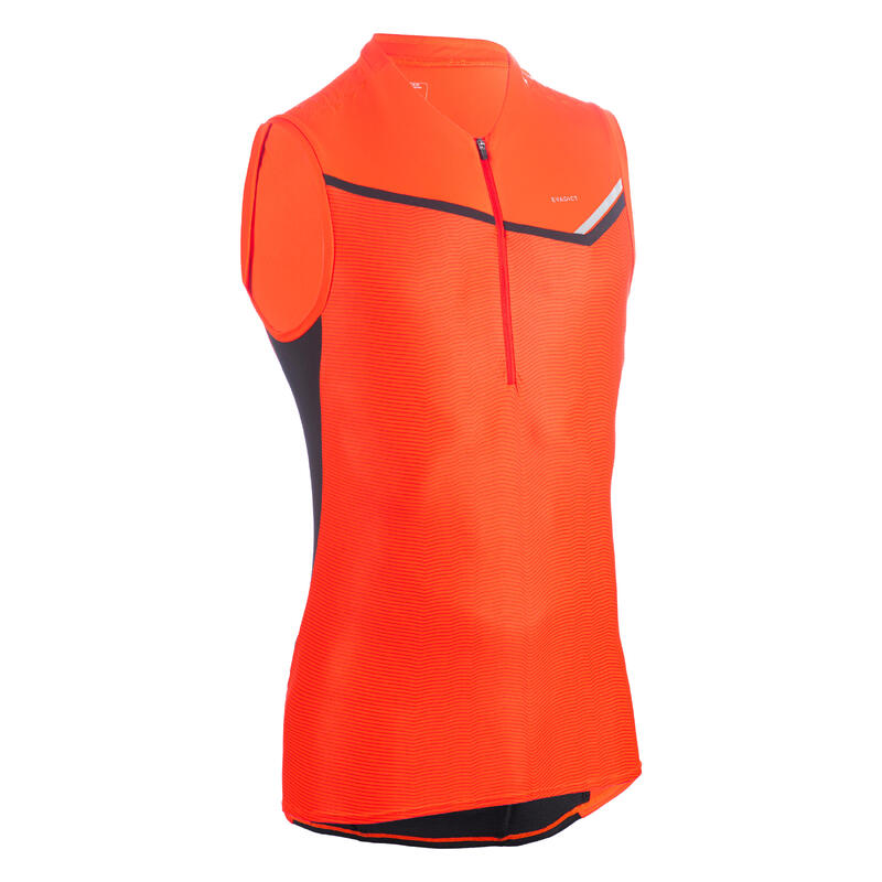 Débardeur trail running zip rouge homme
