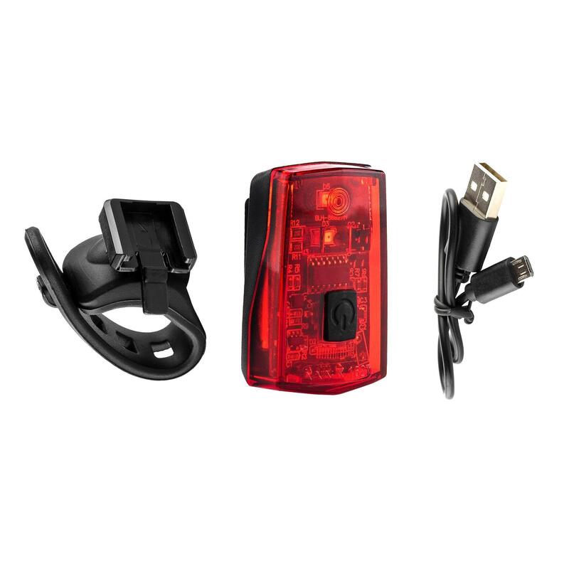 LED-Fahrrad-Rücklicht, intelligent, automatische Bremserkennung,  wasserdicht, USB-Streifenbefestigung.