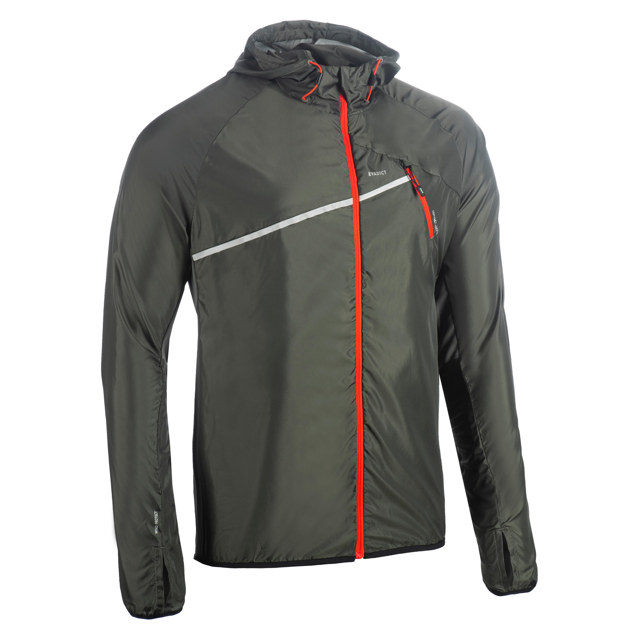 Jachetă Protecție Vânt Alergare Trail Running Kaki Bărbaţi