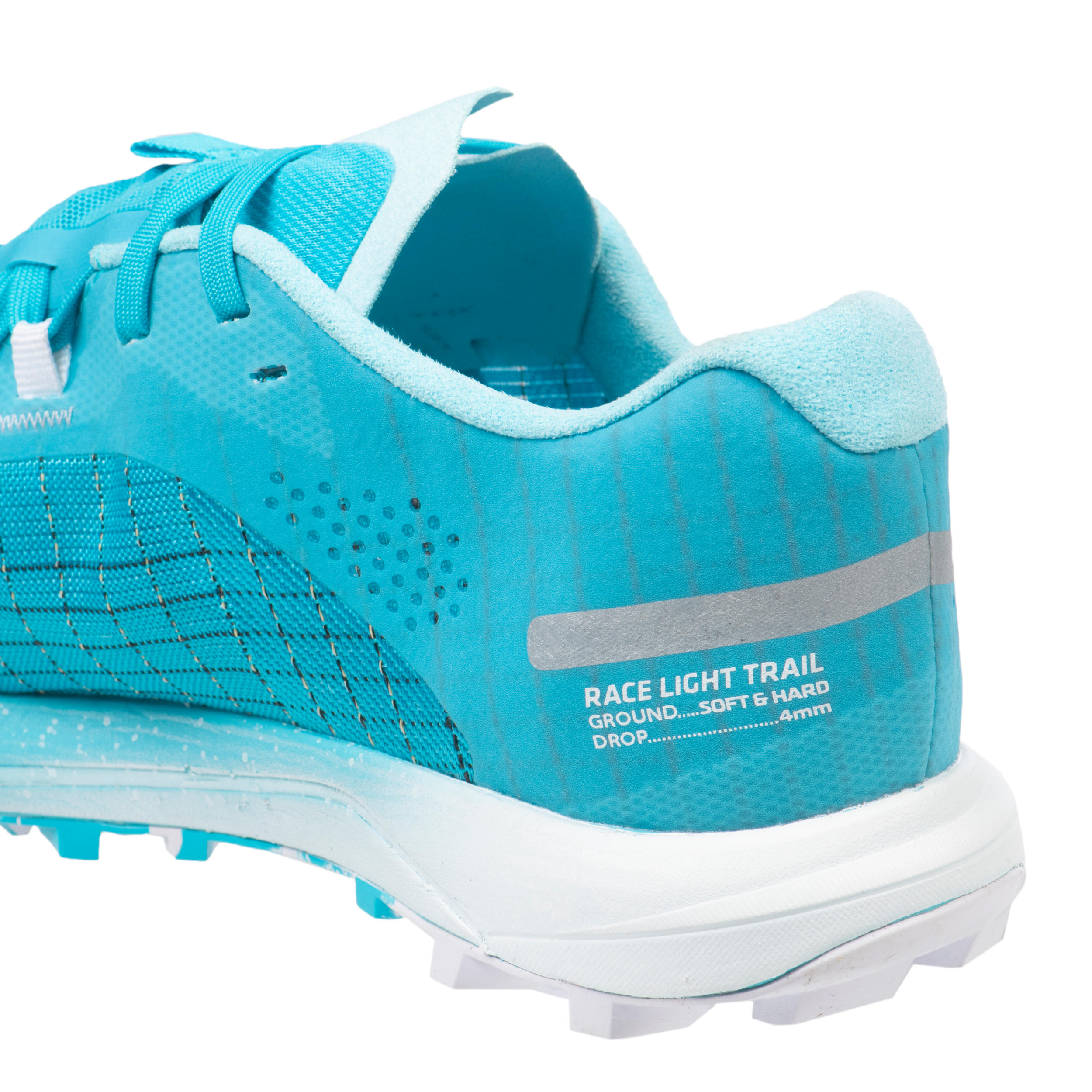Chaussures de trail running pour femme race light bleu ciel et blanc 12/17