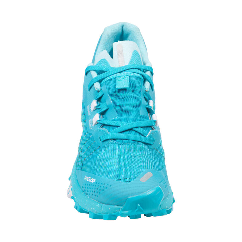 Chaussures de trail running pour femme Race Light bleu ciel et blanc