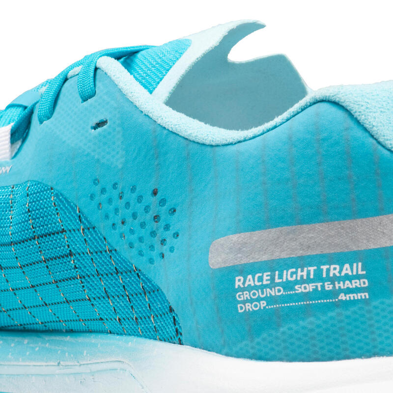 Calçado de Trail Running Mulher Race Light Azul Celeste/Branco