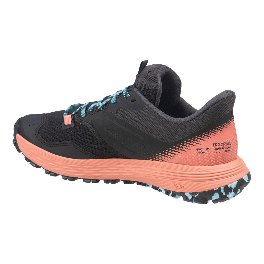 CHAUSSURES TRAIL RUNNING POUR FEMME TR2 gris carbone bouton de rose