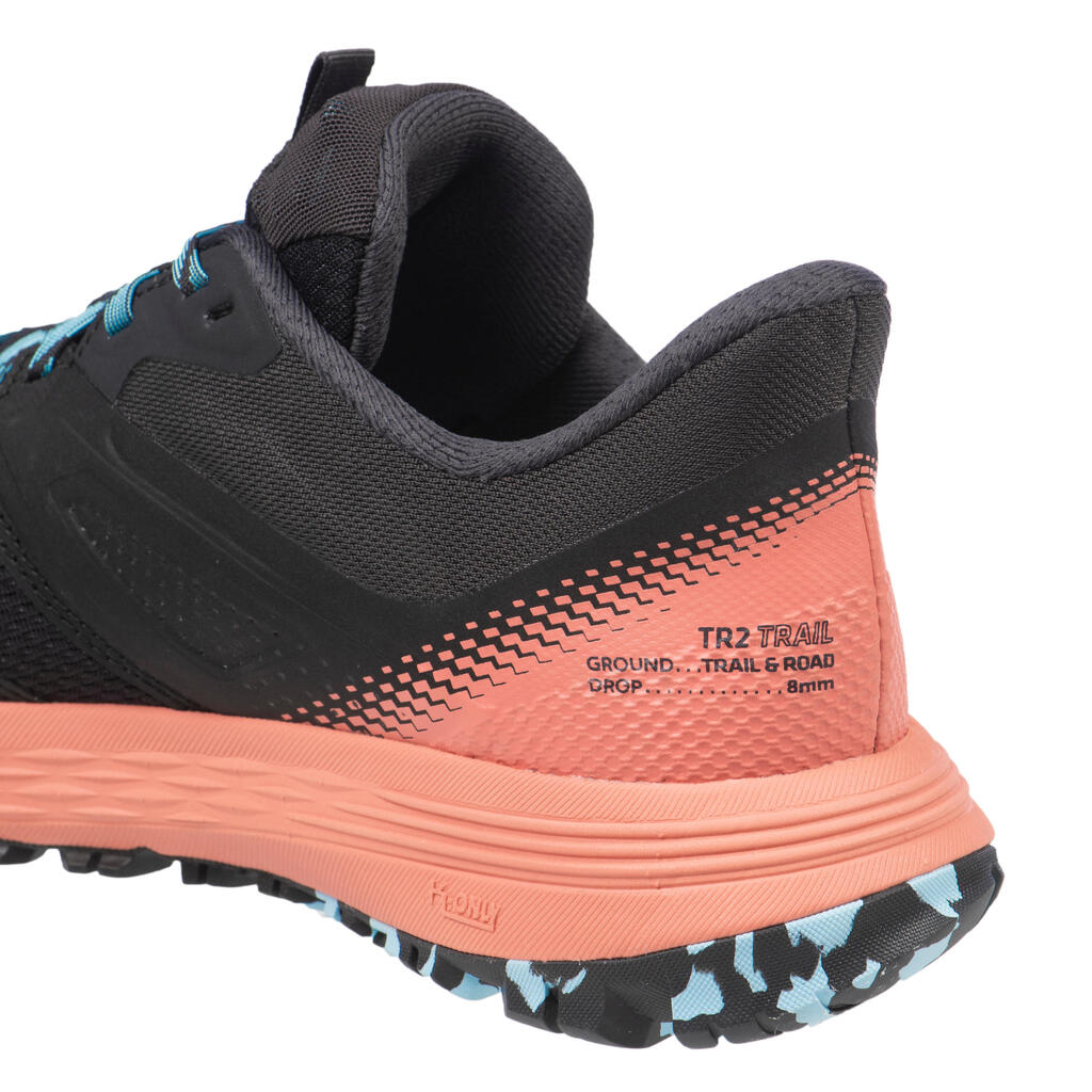 Tenis de Trail Running para mujer Evadict TR2 negro - naranja