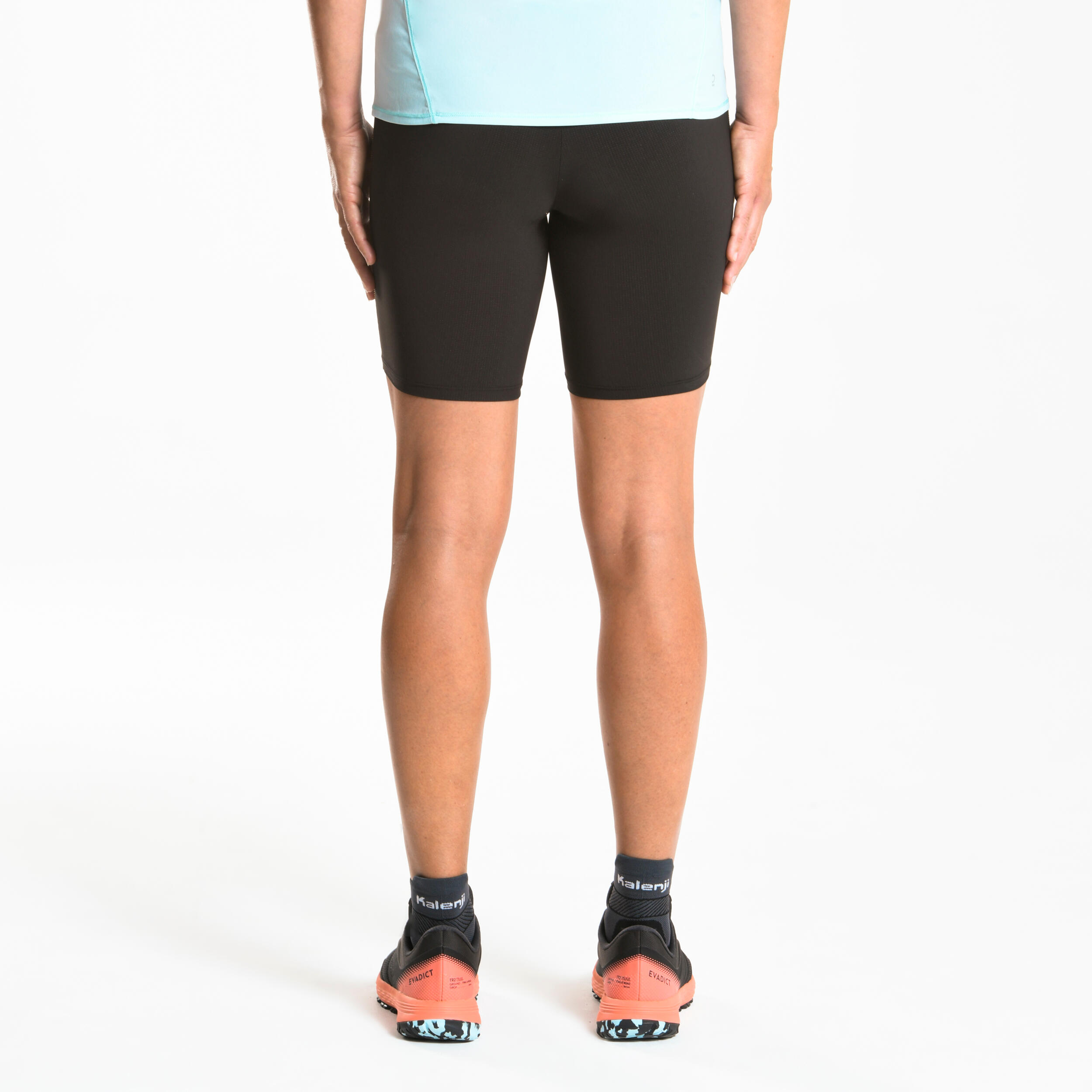 WOMEN'S TRAIL RUNNING EMBOSS TIGHT SHORTS - BLACK/BRONZE 7/9