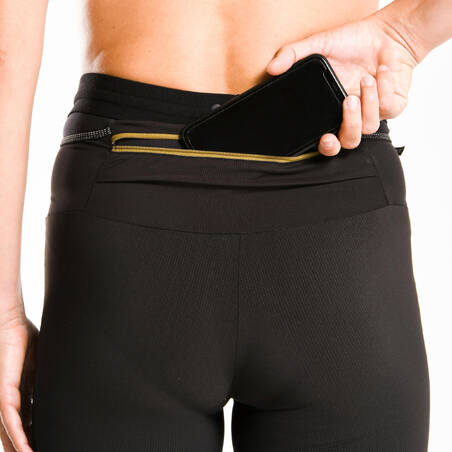 WOMEN'S TRAIL RUNNING EMBOSS TIGHT SHORTS - BLACK/BRONZE