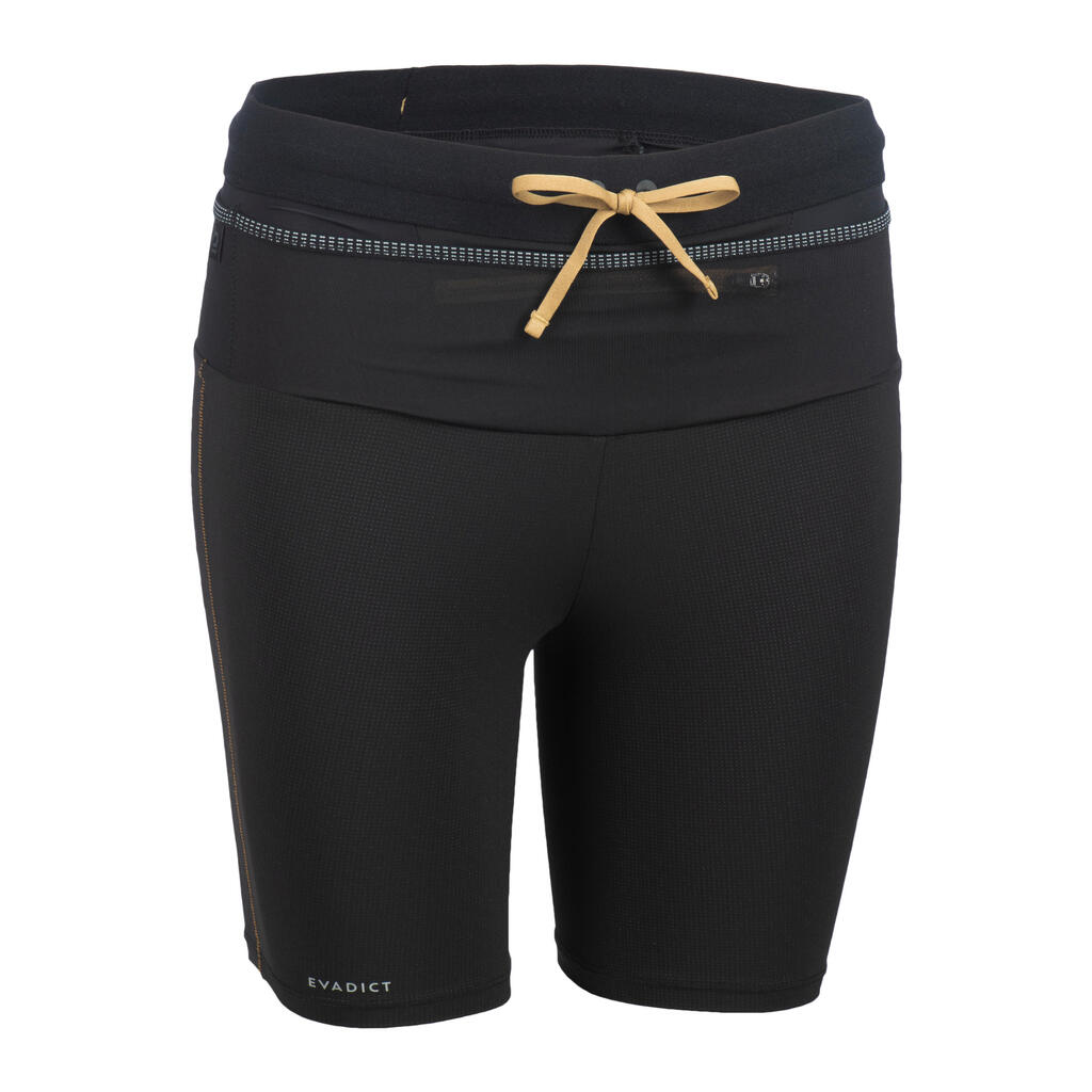 WOMEN'S TRAIL RUNNING EMBOSS TIGHT SHORTS - BLACK/BRONZE