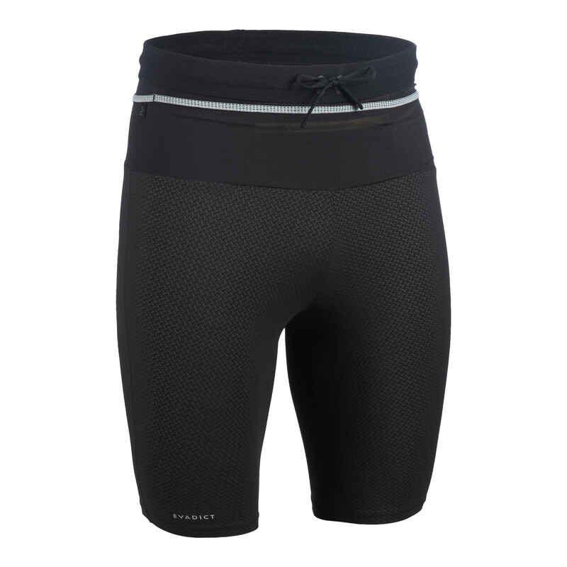 Men's Trail Running Tight Compression Shorts - Black/Grey