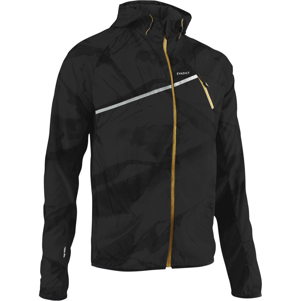 MEN'S TRAIL RUNNING LONG-SLEEVED WINDPROOF JACKET- GRAPH GREY/BLACK