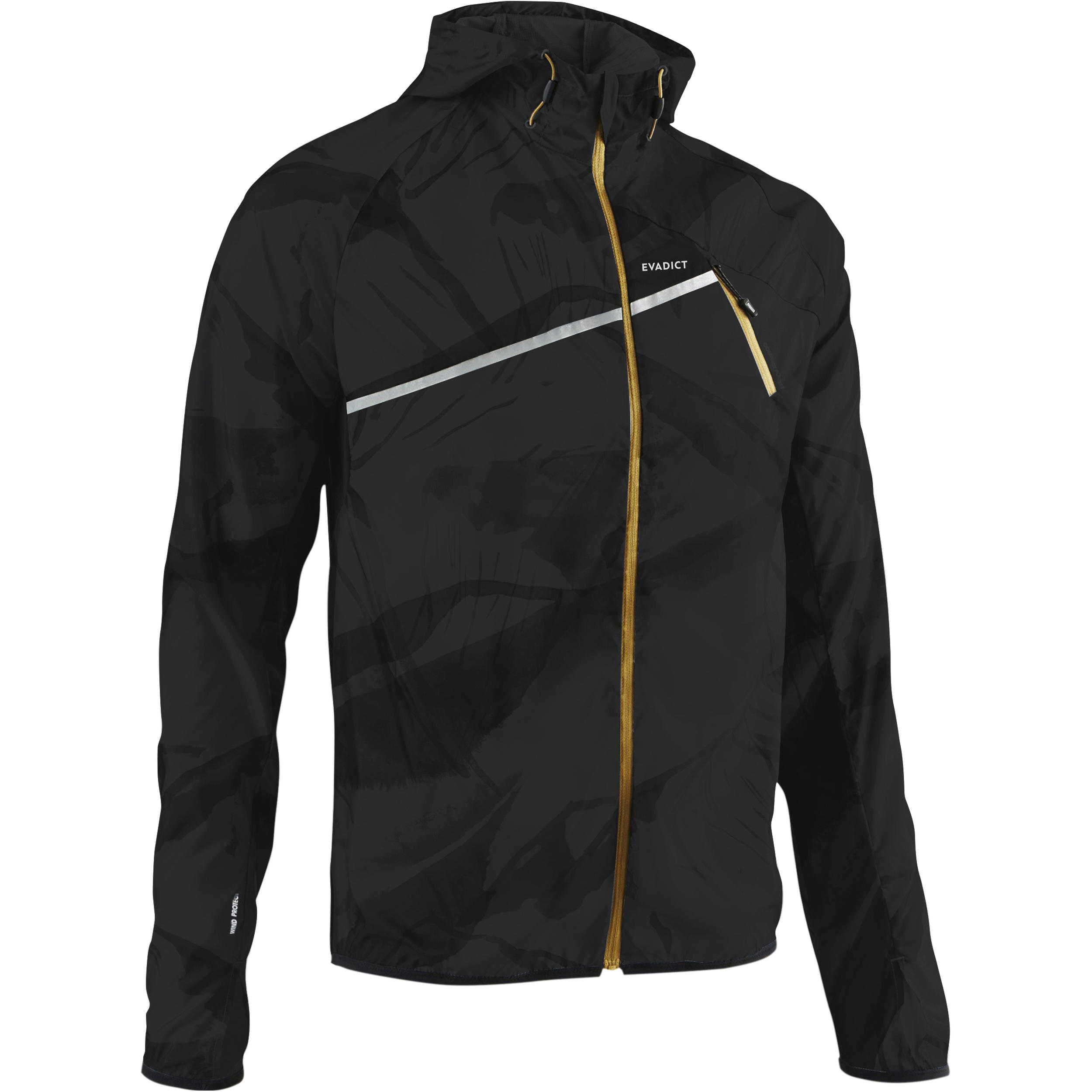 Jachetă Protecție Vânt Alergare Trail Running Gri-Negru Bărbați Alergare
