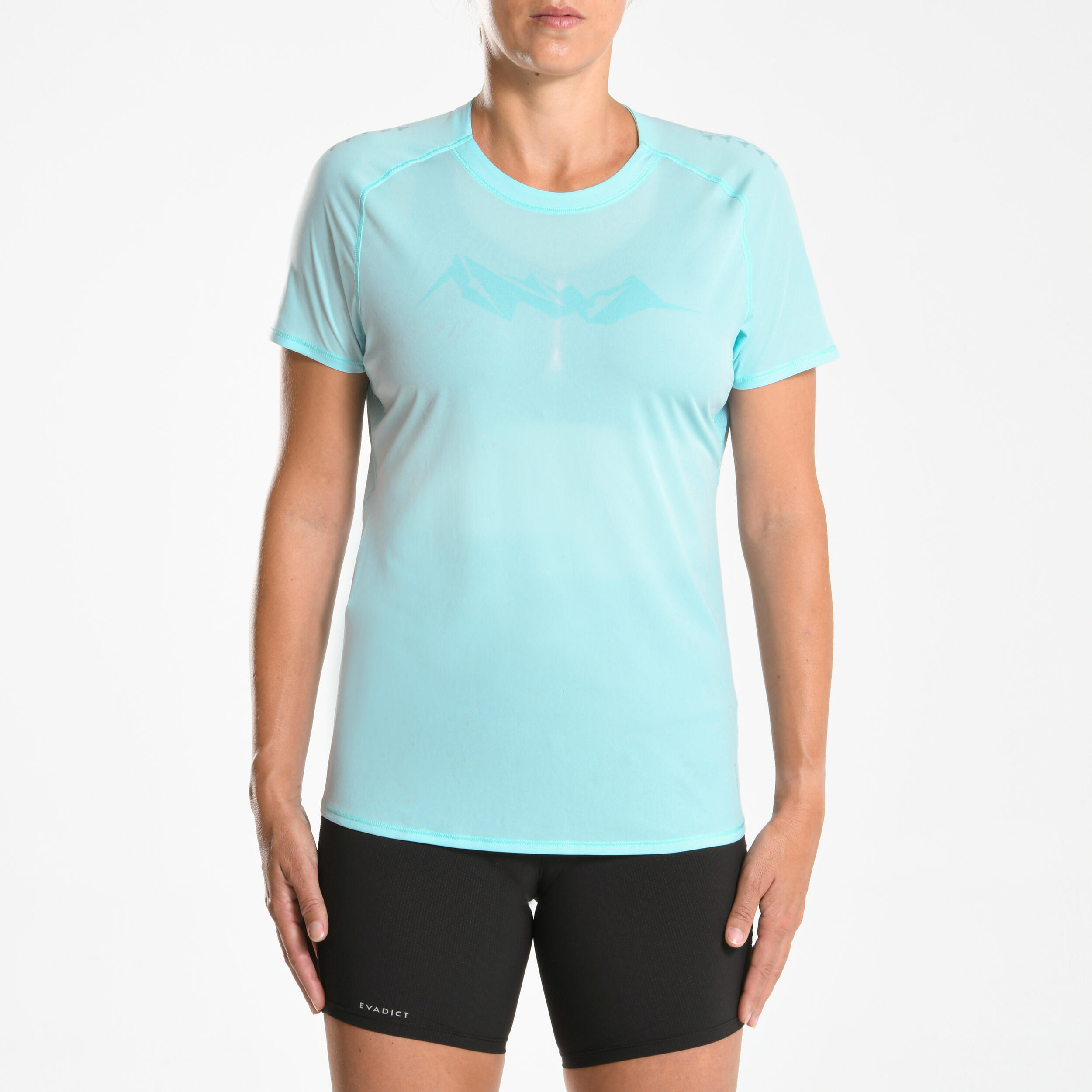 WOMEN'S SHORT-SLEEVED TRAIL RUNNING T-SHIRT-GRAPH BLUE 8/8