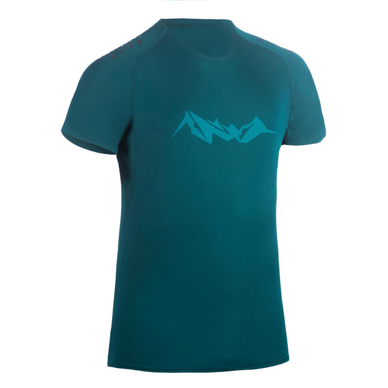Tee shirt manches courtes trail running graph turquoise homme