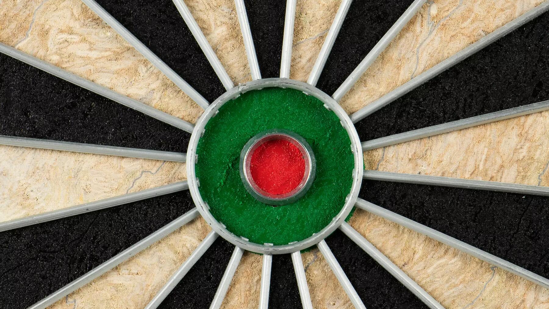 De bull en bullseye van een dartbord