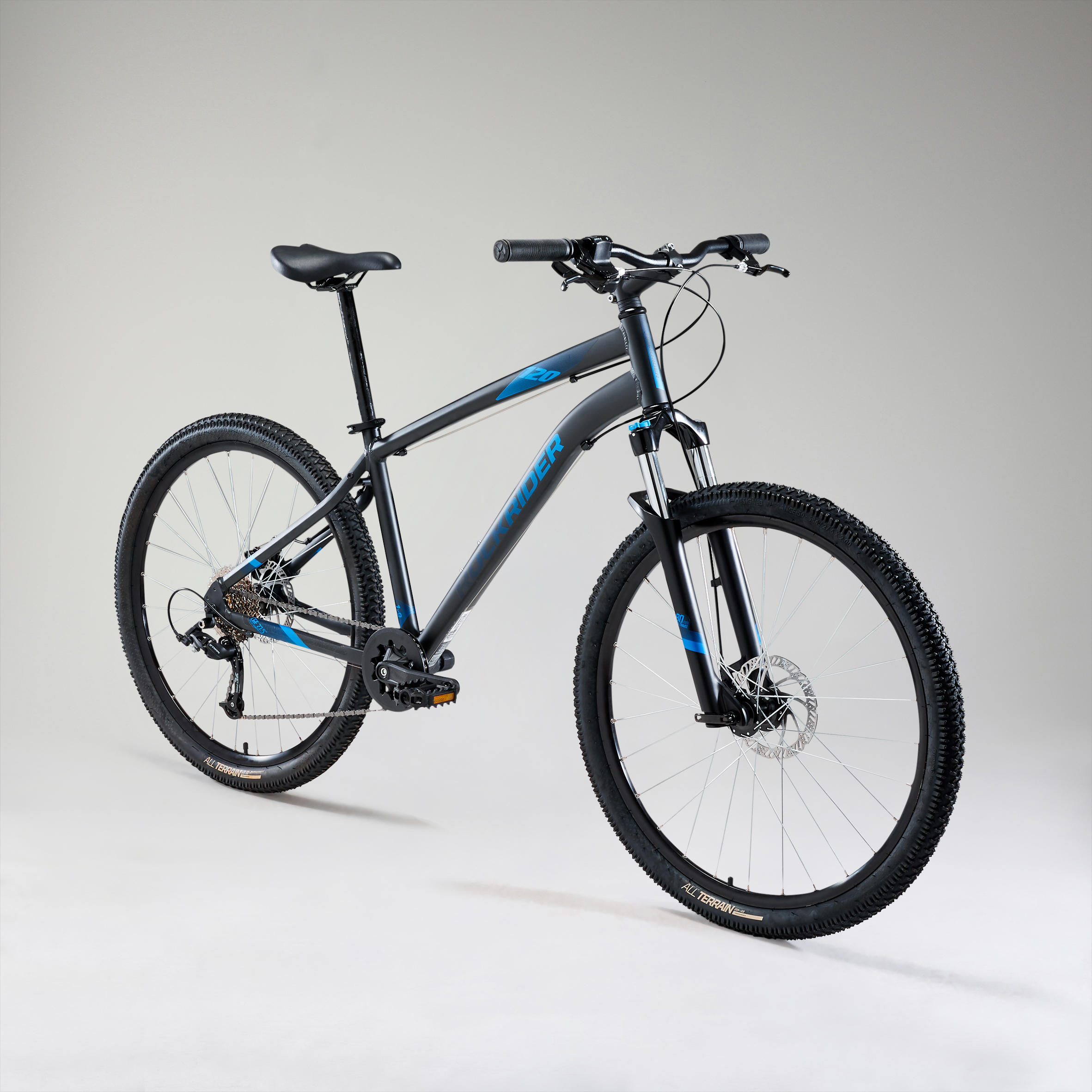 Kalnų dviratis „ST 120“, 27,5 col. ratai, juodas / mėlynas - Decathlon