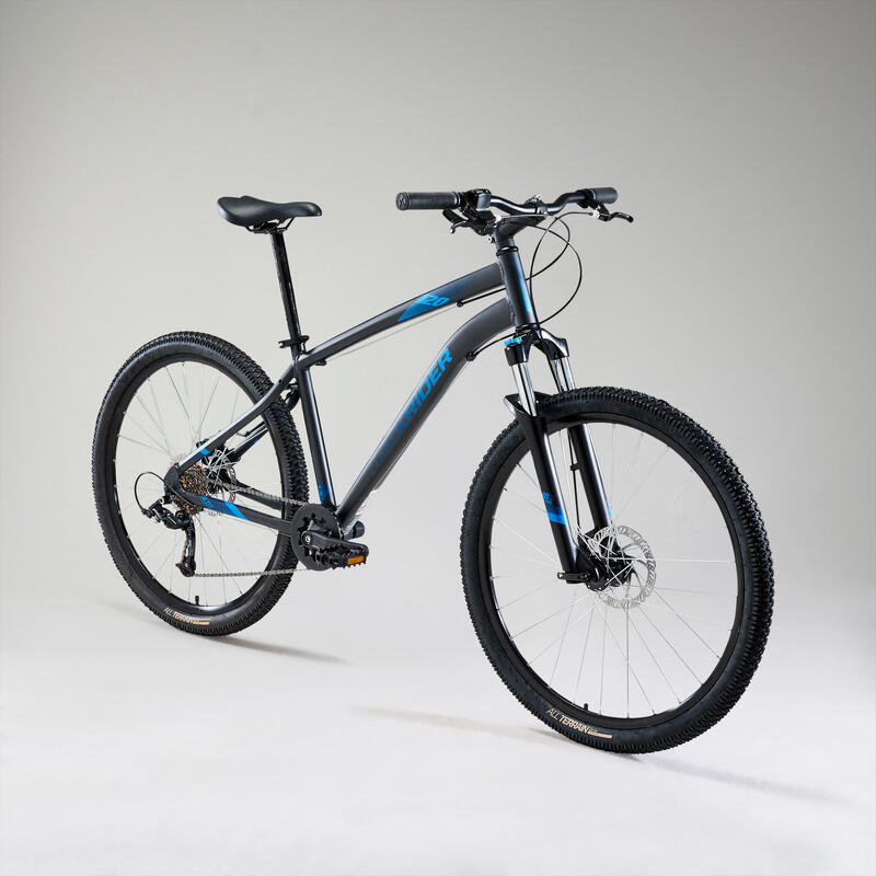 Bicicleta adulto, aro 27,5″, color turquesa y negro, con frenos de discos  mecánicos, de 24 velocidades.