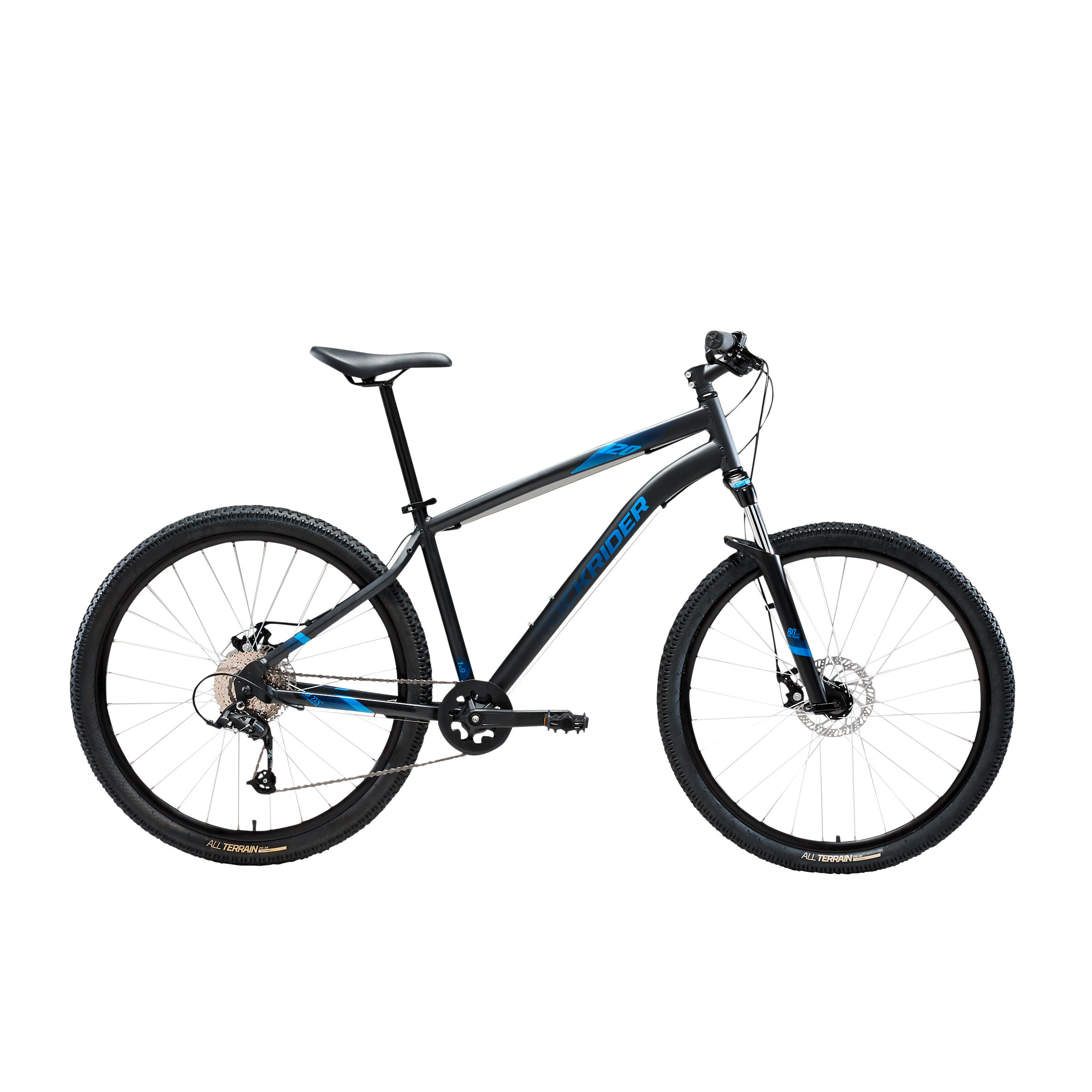 Kalnų dviratis „ST 120“, 27,5 col. ratai, juodas / mėlynas - Decathlon
