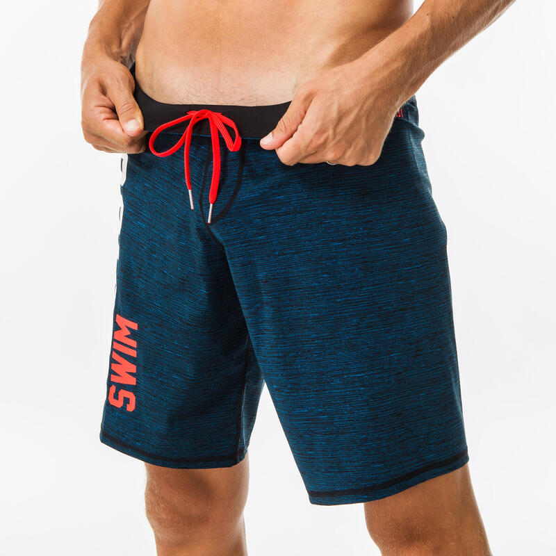 Lange zwemshort voor heren Swimshort 100 Nabaiji zwart/rood