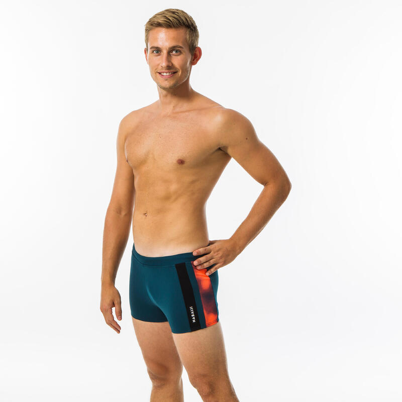 BOXER DE BAIN NATATION HOMME - YOKE - BLEU / ROUGE