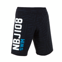 Short De Bain Natation Homme - Swimshort 100 Long - Nbji Noir Bleu