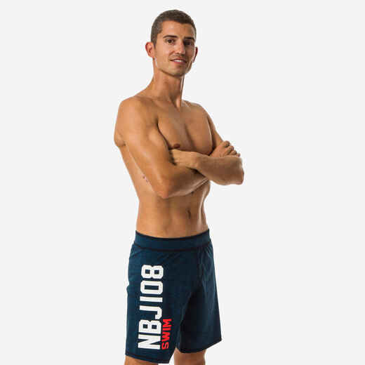 
      100 LONG MEN'S SWIMMING SHORTS - NBJI BLACK RED
  