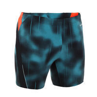 Men's Long Swimming Trunks Turquoise / Black / Orange