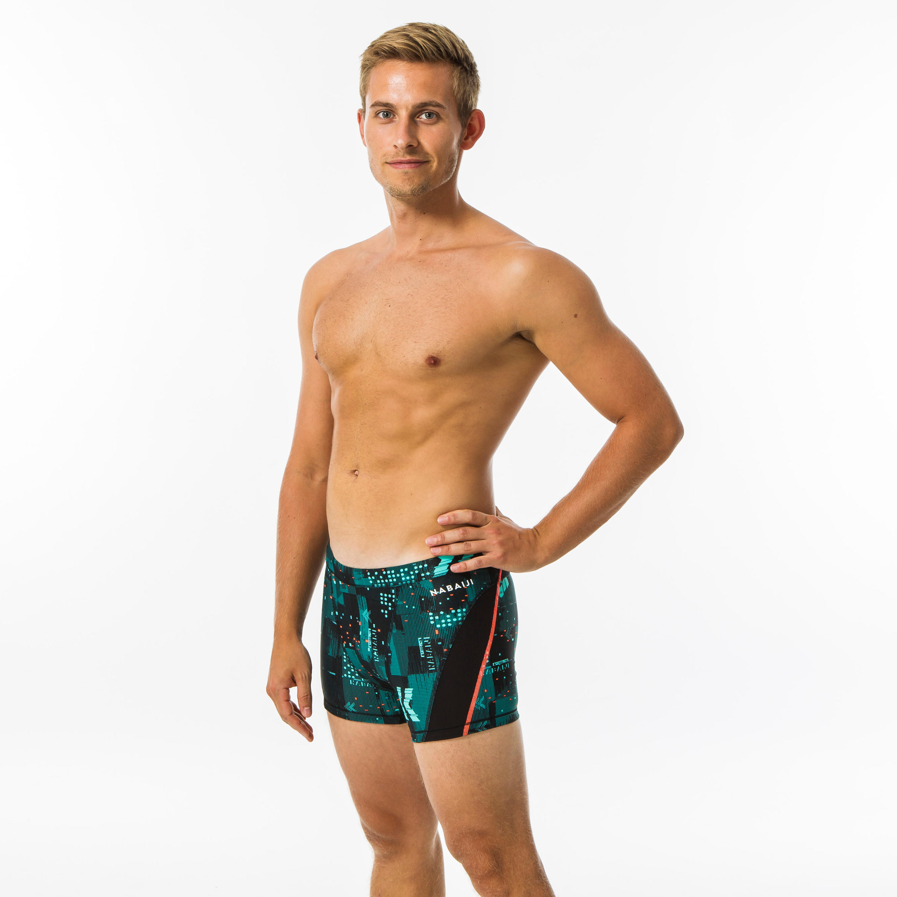 MEN'S STAB SWIM SHORTS-BLACK / BLUE 1/6