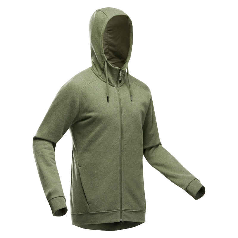 Sweatjacke Naturwandern NH150 mit Kapuze und Reißverschluss Herren khaki Sweatjacke Naturwandern NH150 mit Kapuze und Reißverschluss Herren khaki