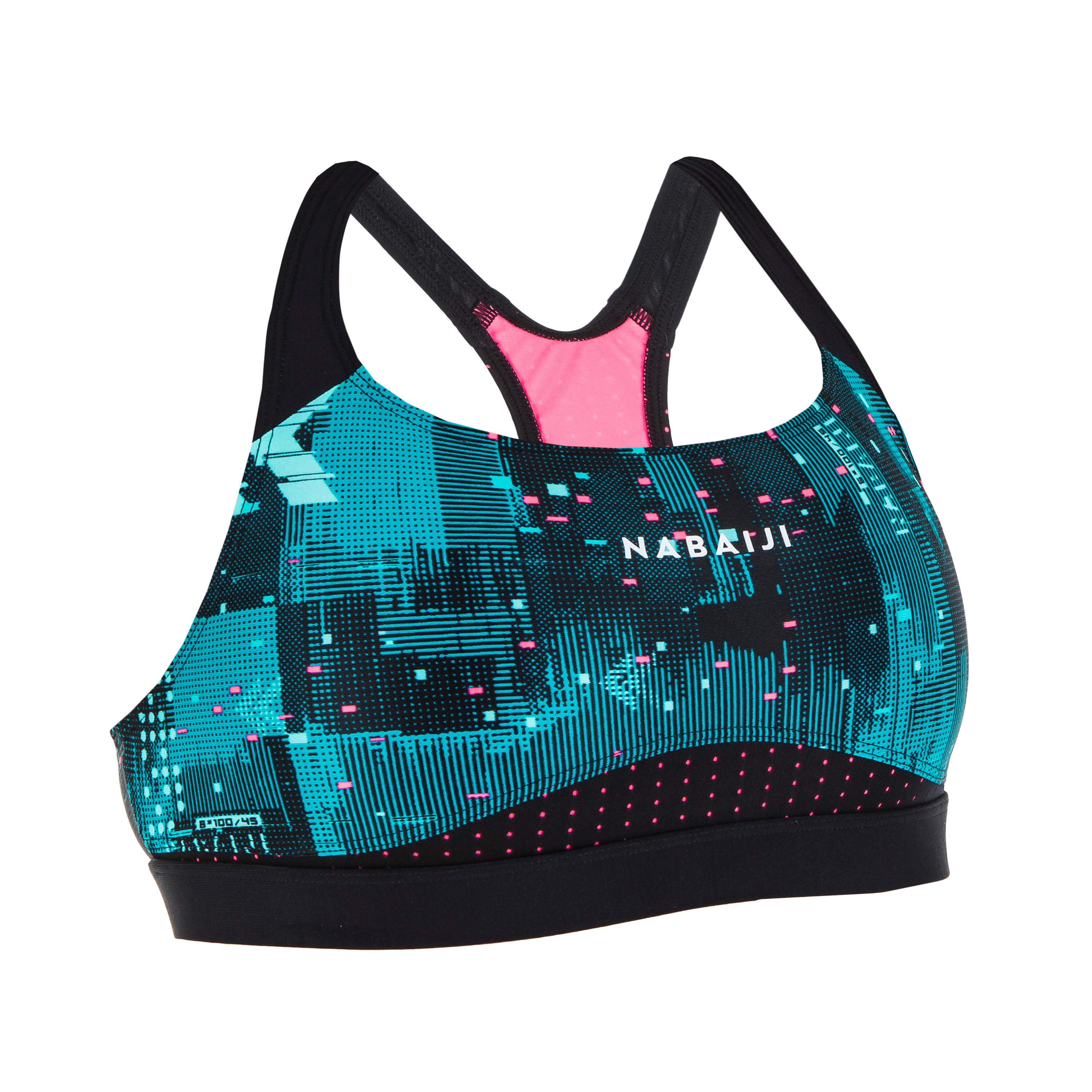 Women’s swimming bikini top - All Map black 2/7
