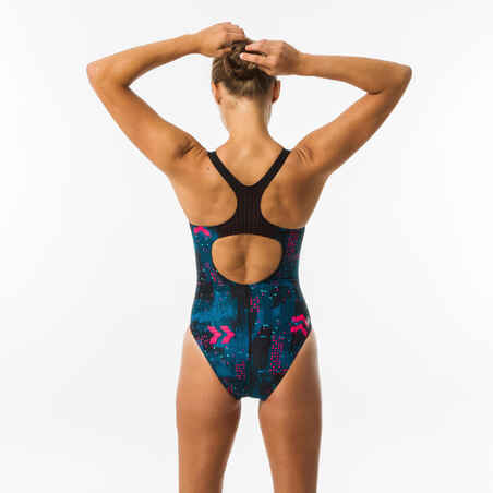 Women's 1-piece swimsuit - Kamyleon All Geo - black/pink