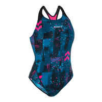 Women's 1-piece swimsuit - Kamyleon All Geo - black/pink