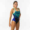 Maillot de bain de natation femme une pièce Lexa mixen vert et bleu