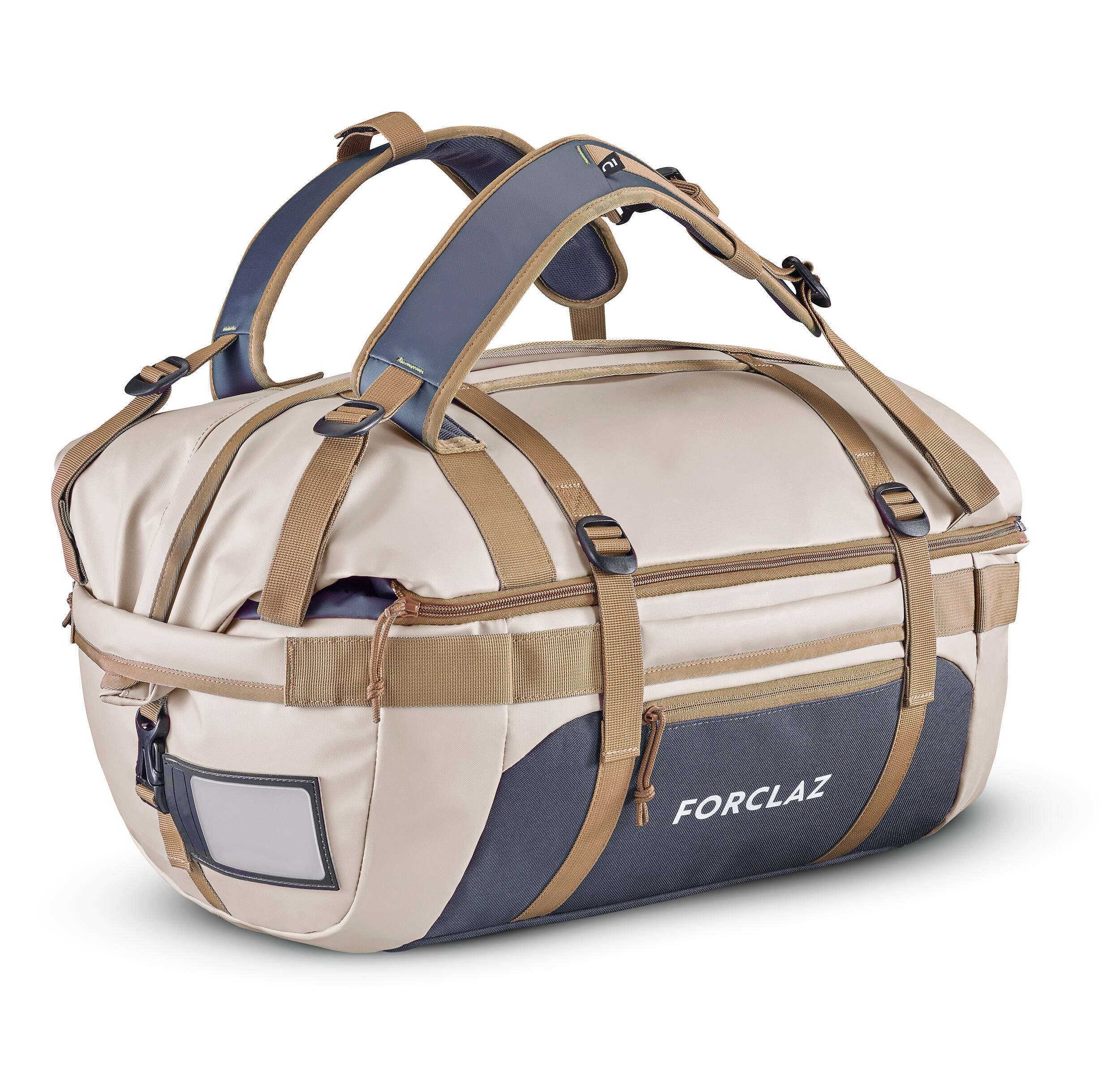 Een beige Extend 40/60L-tas voor trekking repareren