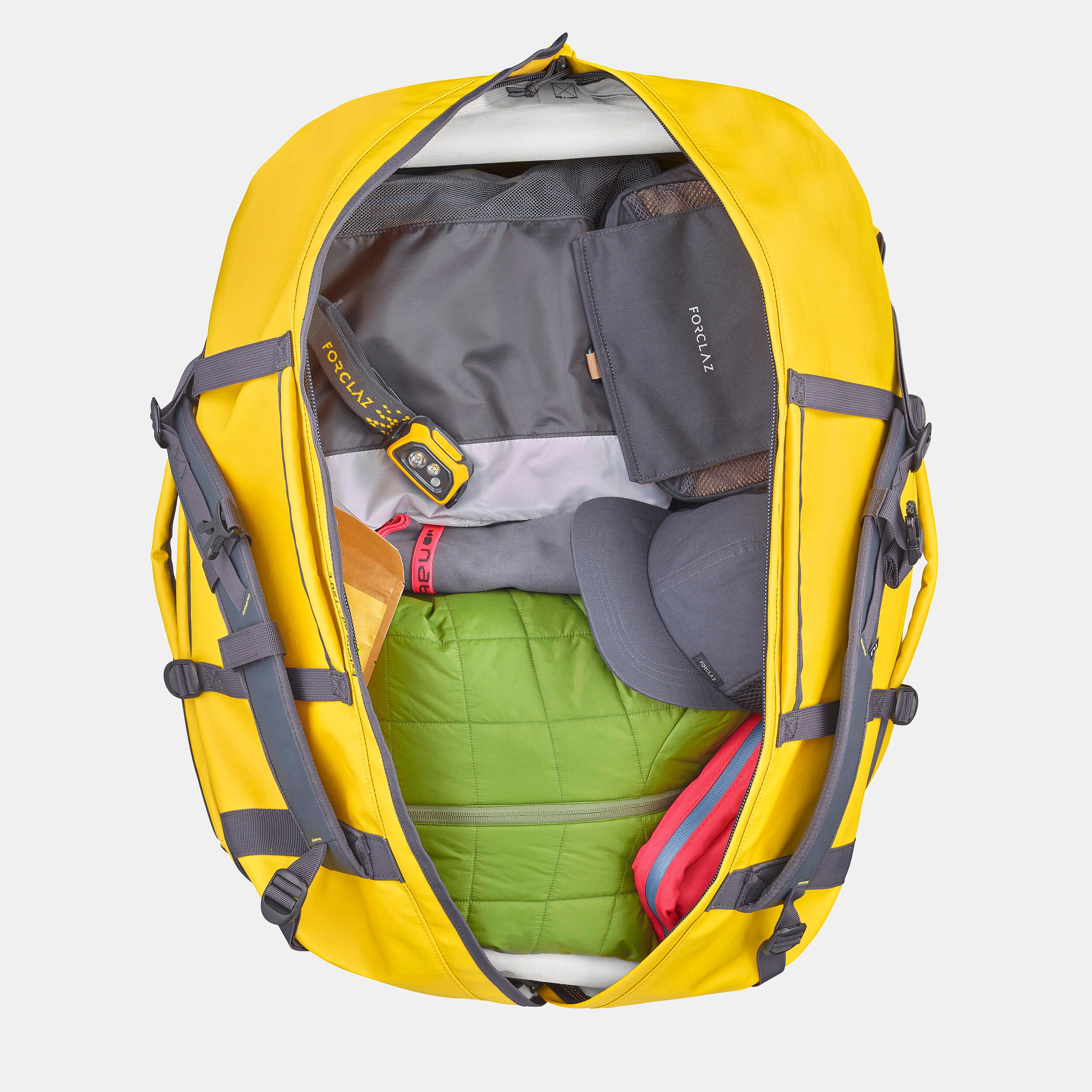 Maleta de Viaje de Montaña y Trekking, Forclaz, Extend 80/120 Litros,  Amarillo - Decathlon
