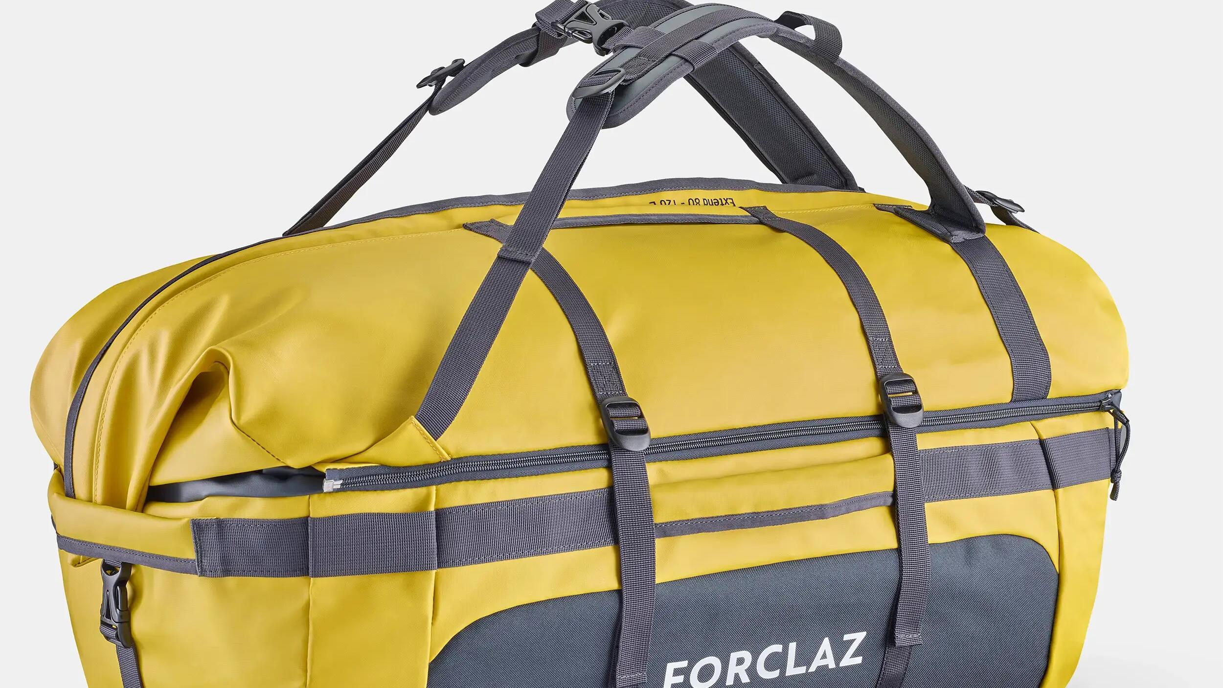 Repairing a yellow Extend 80/120L trekking travel bag