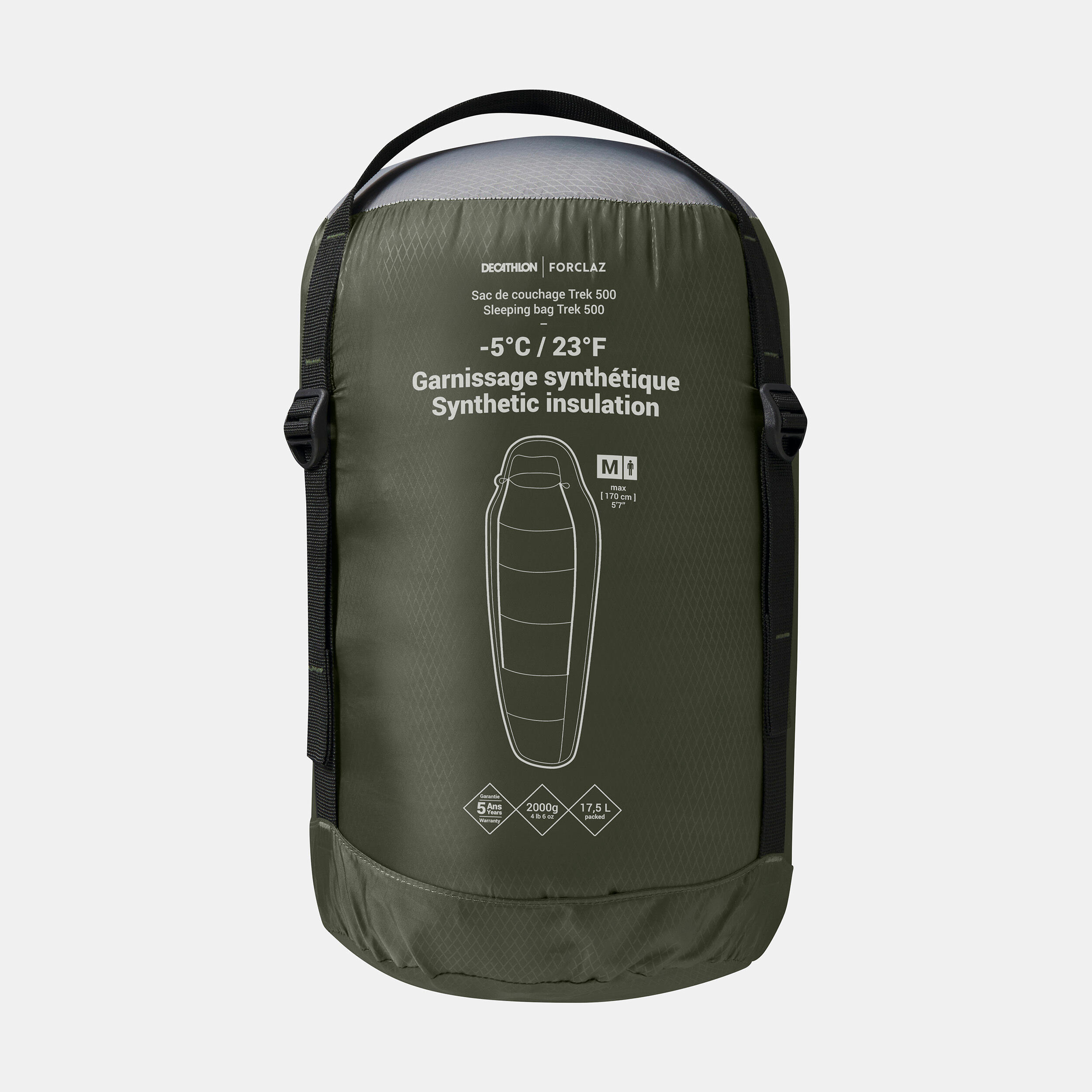 Trekking Sleeping Bag MT500 5 C Polyester