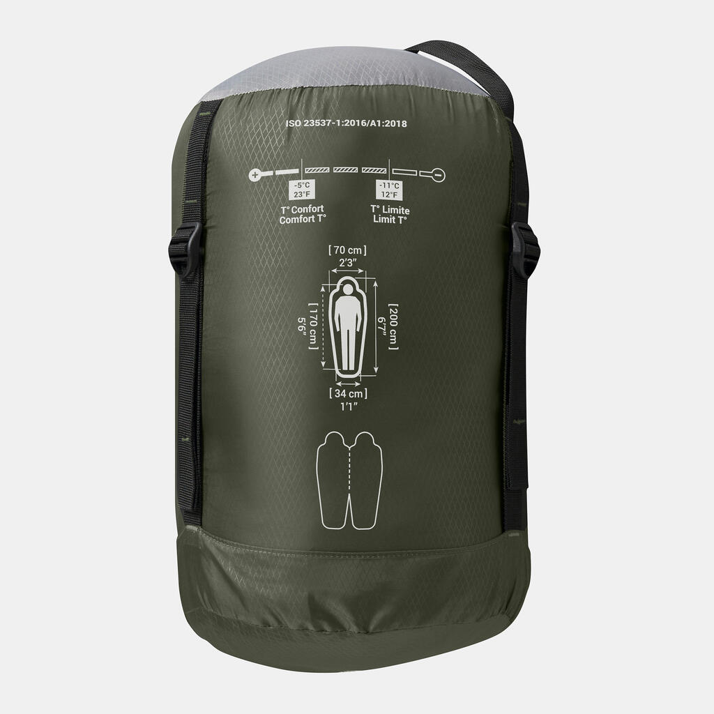 Schlafsack Trekking - MT500 -5 °C Kunstfaser 