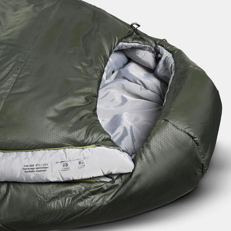 Спальний мішок TREK 500 для трекінгу до -5°C зелений