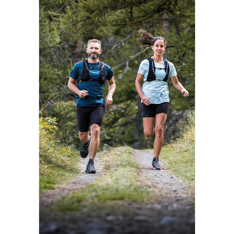 Colanți scurți Alergare Trail Running Negru-Maro Damă 