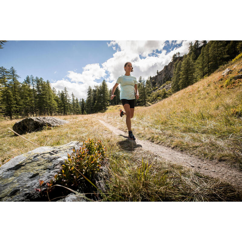 Colanți scurți Alergare Trail Running Negru-Maro Damă 