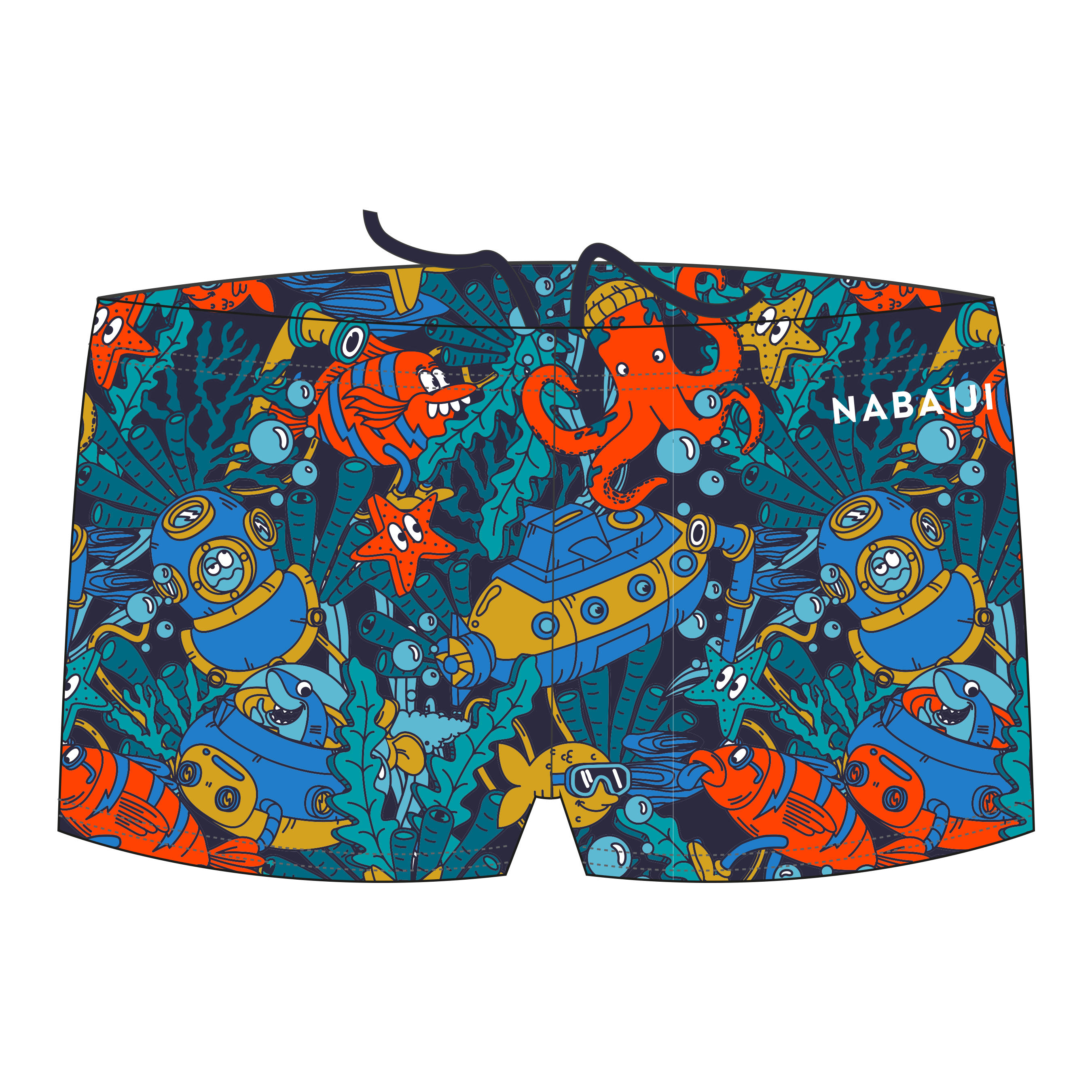 Schwimmboxer Jungen - 500 Fitib all marin blau rot 9/12