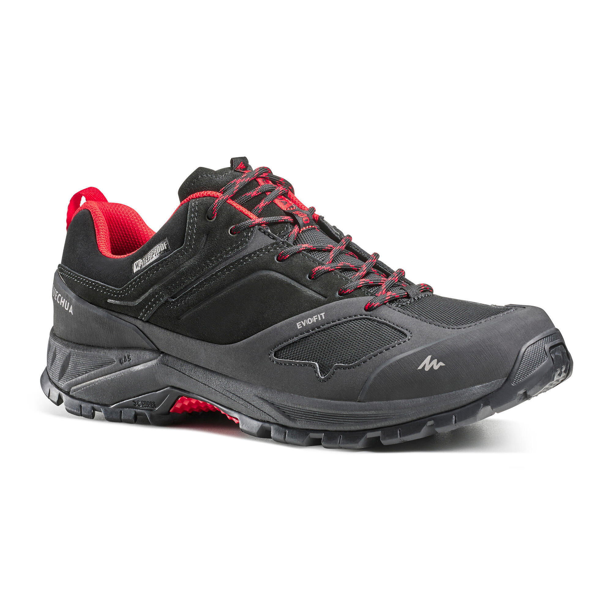 Men s waterproof walking shoes MH500 Black Red