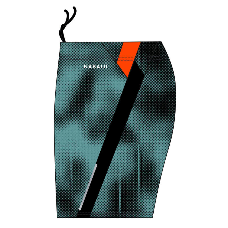 Badehose Boxer Long Herren türkis/schwarz/orange