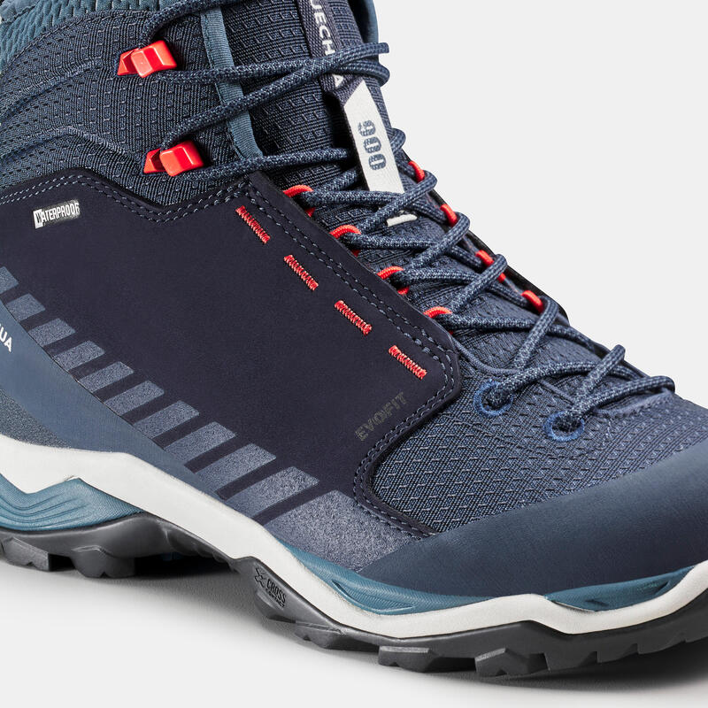 Chaussures imperméables de randonnée montagne - MH900 MID Bleu - Femme