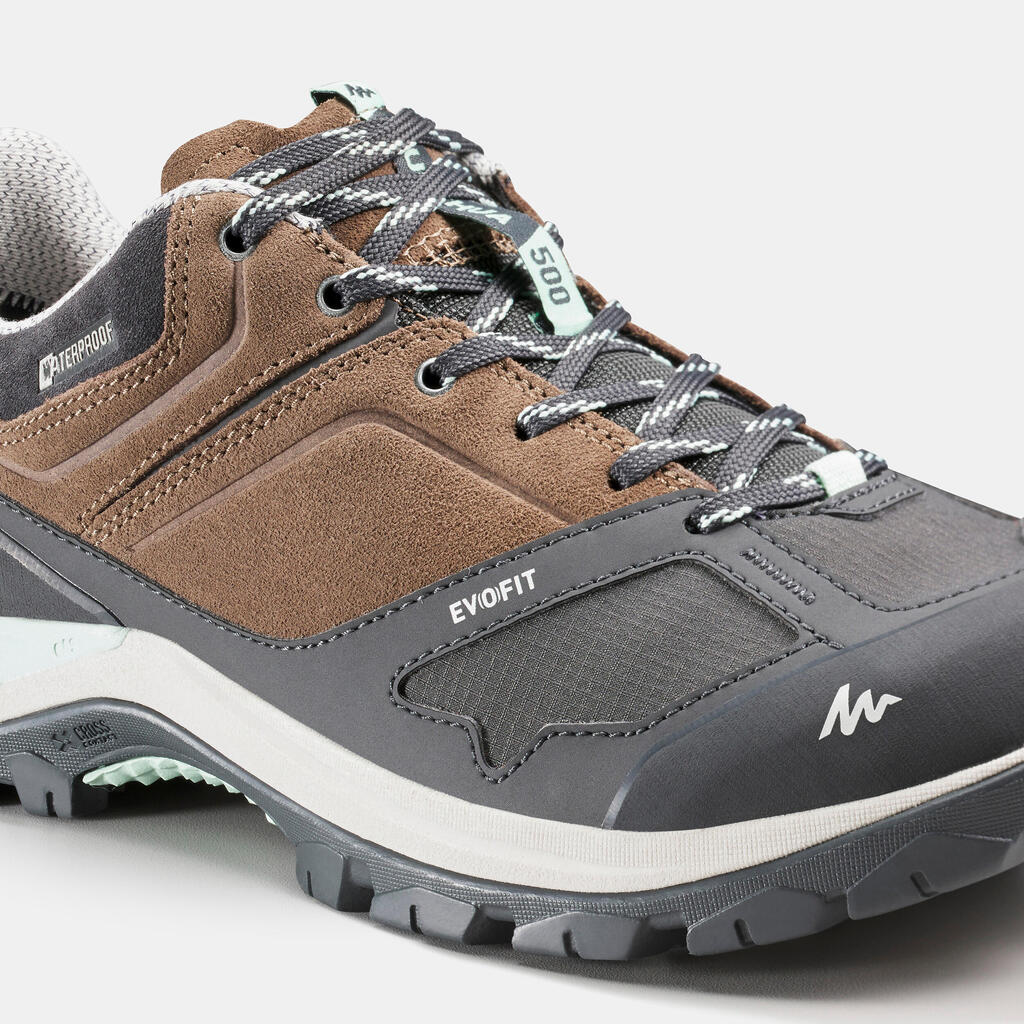 Women’s Mountain Walking Waterproof Shoes MH500 - beige/grey