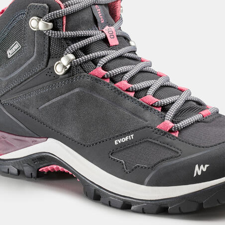 Ботинки водонепроницаемые для горных походов женские серо-розовые MH500 Mid