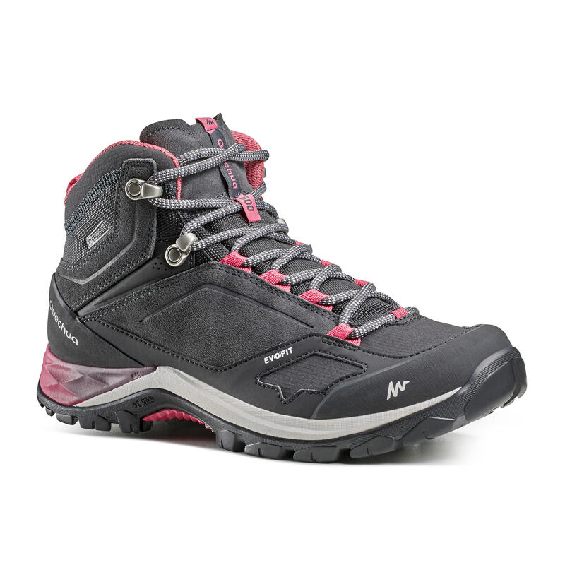 Chaussures imperméables de randonnée montagne - MH500 Mid Gris/Rose - Femme
